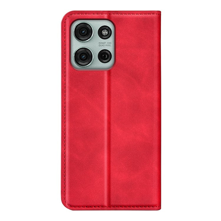 For Motorola Moto G75 5G Case Skin-Touch Leather Wallet Phone Cover - Red