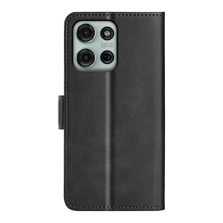 For Motorola Moto G75 5G Stand Case Calf Texture Leather Wallet Phone Cover - Black