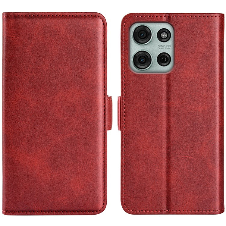 For Motorola Moto G75 5G Stand Case Calf Texture Leather Wallet Phone Cover - Red
