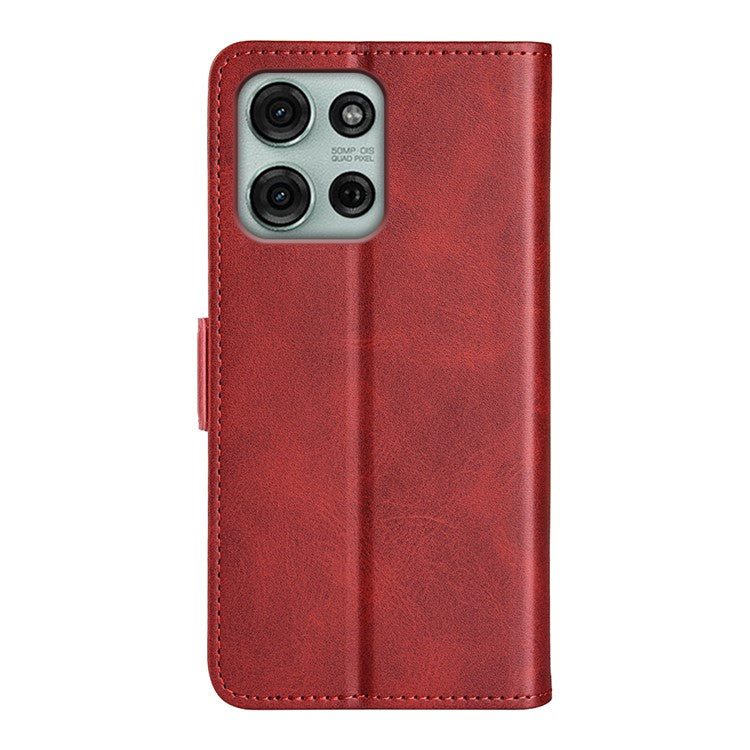For Motorola Moto G75 5G Stand Case Calf Texture Leather Wallet Phone Cover - Red