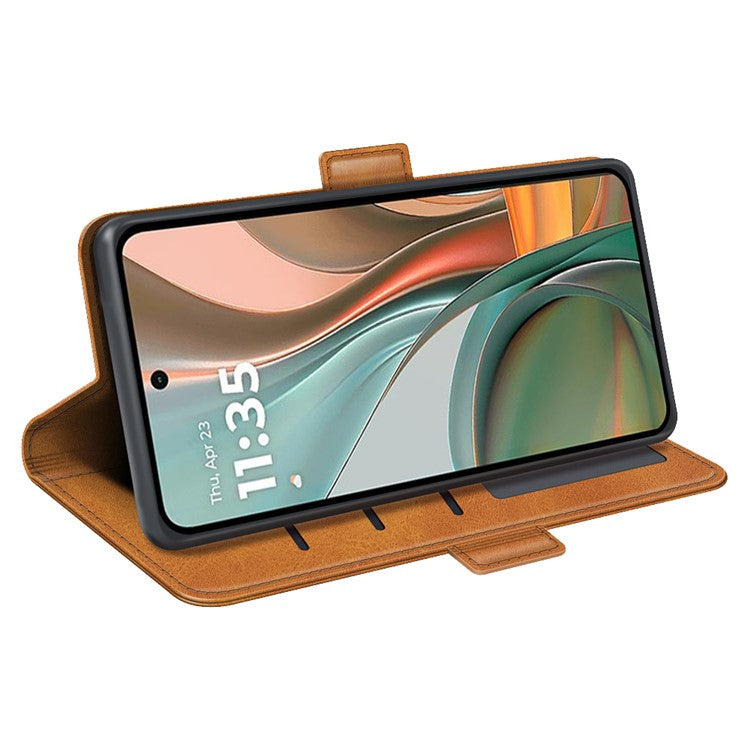 For Motorola Moto G75 5G Stand Case Calf Texture Leather Wallet Phone Cover - Yellow