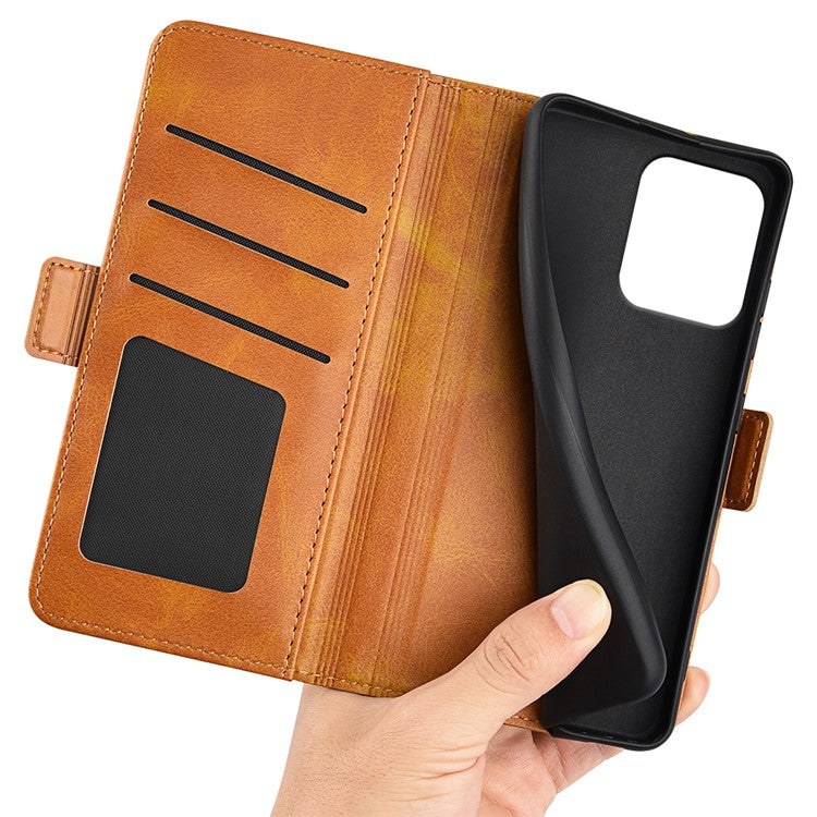 For Motorola Moto G75 5G Stand Case Calf Texture Leather Wallet Phone Cover - Yellow