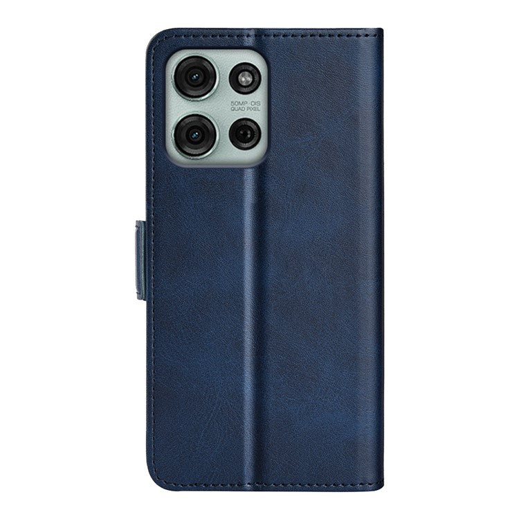 For Motorola Moto G75 5G Stand Case Calf Texture Leather Wallet Phone Cover - Blue