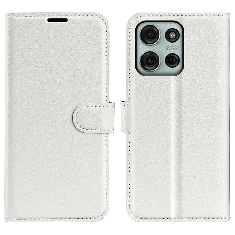 For Motorola Moto G75 5G Case Litchi Texture Shockproof Leather Wallet Phone Cover - White