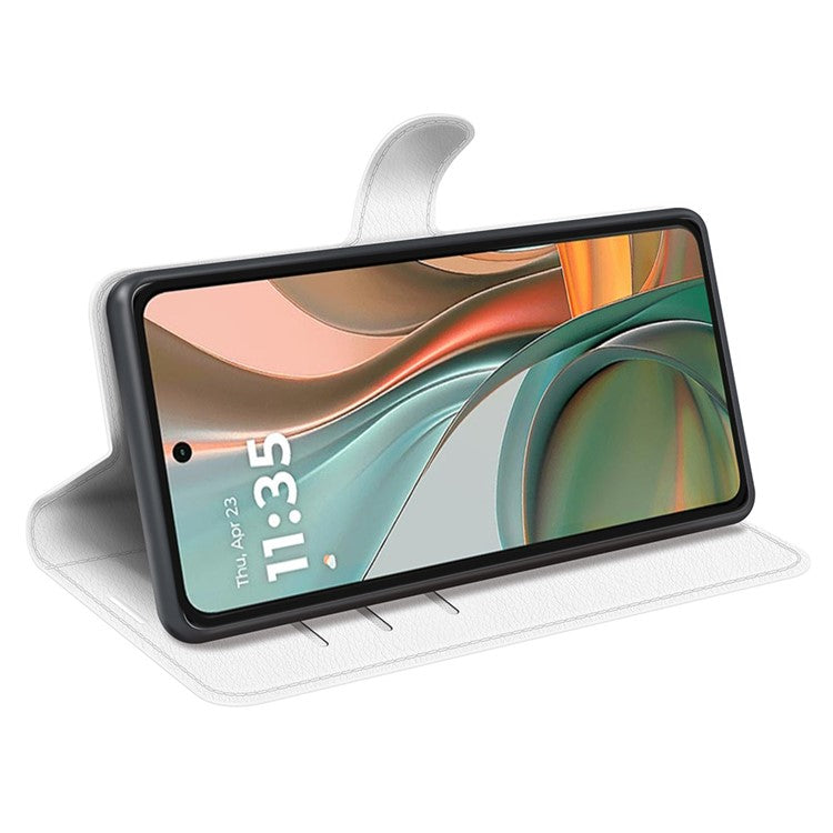 For Motorola Moto G75 5G Case Litchi Texture Shockproof Leather Wallet Phone Cover - White