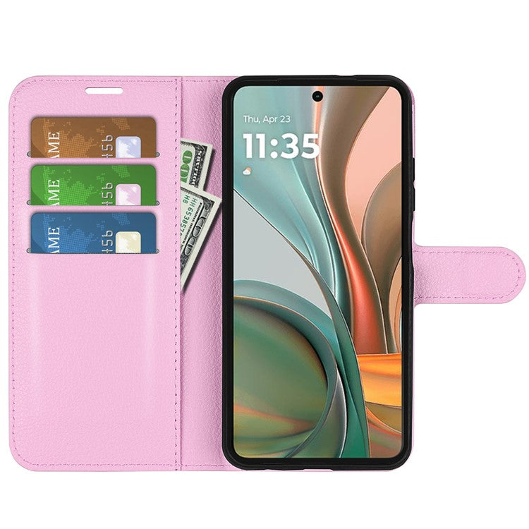 For Motorola Moto G75 5G Case Litchi Texture Shockproof Leather Wallet Phone Cover - Pink