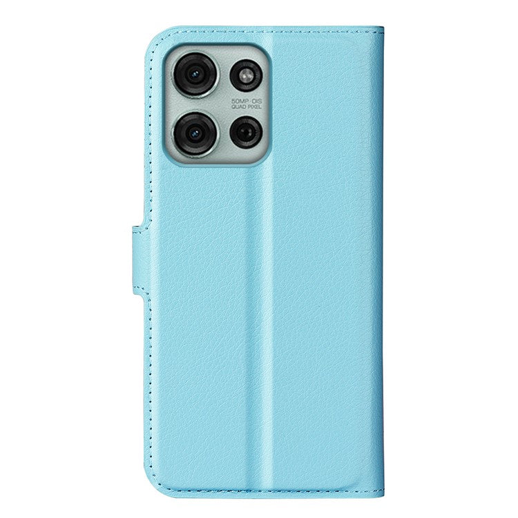 For Motorola Moto G75 5G Case Litchi Texture Shockproof Leather Wallet Phone Cover - Blue