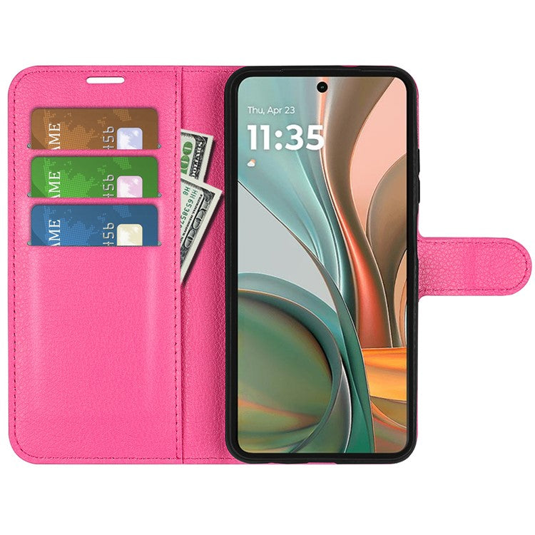 For Motorola Moto G75 5G Case Litchi Texture Shockproof Leather Wallet Phone Cover - Rose