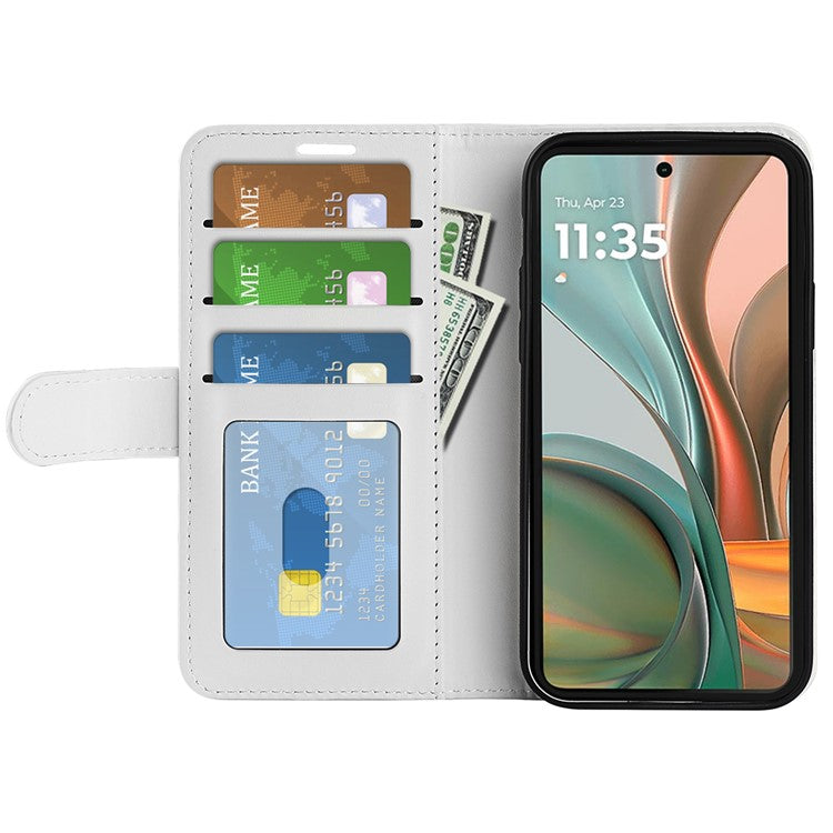 For Motorola Moto G75 5G Wallet Case Crazy Horse Texture Stand Leather Phone Cover - White