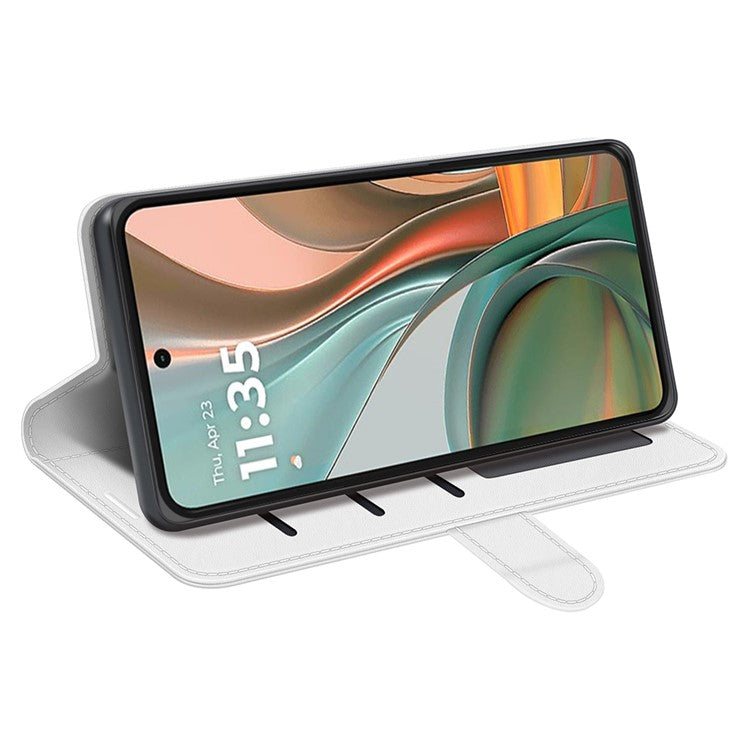 For Motorola Moto G75 5G Wallet Case Crazy Horse Texture Stand Leather Phone Cover - White