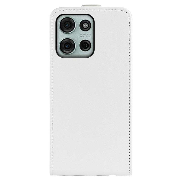 For Motorola Moto G75 5G Case with Card Slots Vertical Flip Leather Phone Cover - White