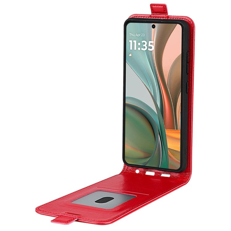 For Motorola Moto G75 5G Case with Card Slots Vertical Flip Leather Phone Cover - Red