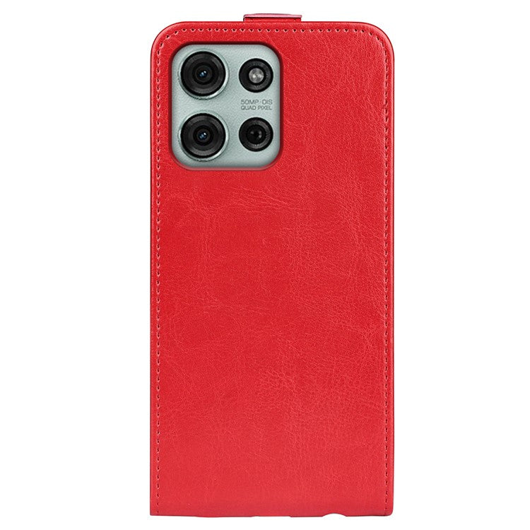 For Motorola Moto G75 5G Case with Card Slots Vertical Flip Leather Phone Cover - Red