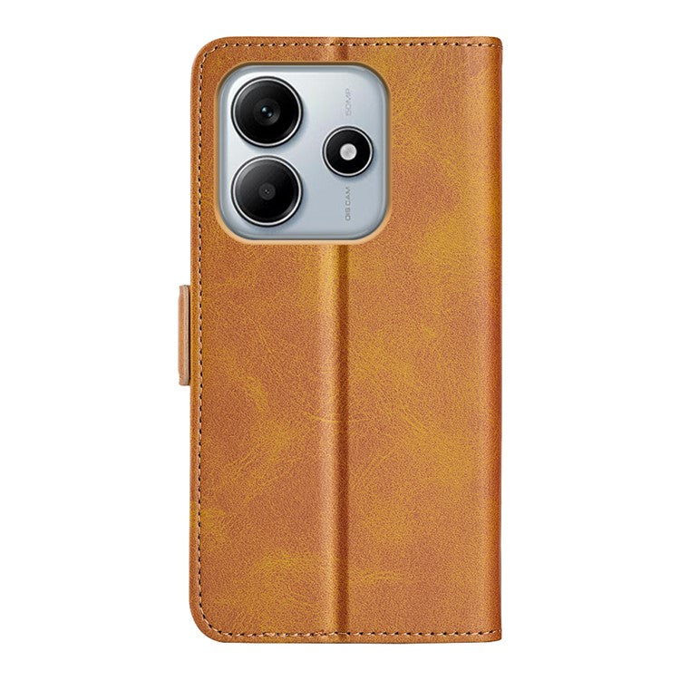 For Xiaomi Redmi Note 14 5G / 14 4G Stand Case Calf Texture Leather Wallet Phone Cover - Yellow