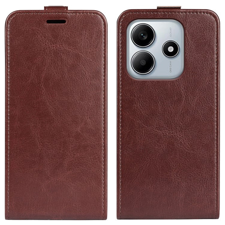 For Xiaomi Redmi Note 14 5G Case with Card Slots Vertical Flip Leather Phone Cover - Brown