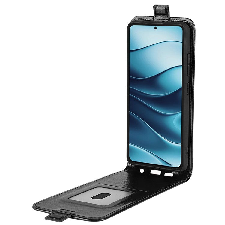 For Xiaomi Redmi Note 14 5G Case with Card Slots Vertical Flip Leather Phone Cover - Black