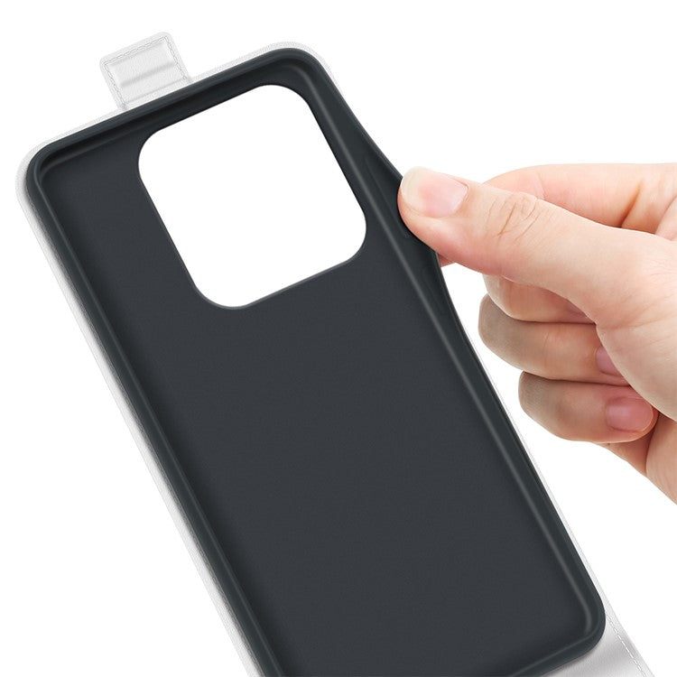 For Xiaomi Redmi Note 14 5G Case with Card Slots Vertical Flip Leather Phone Cover - White