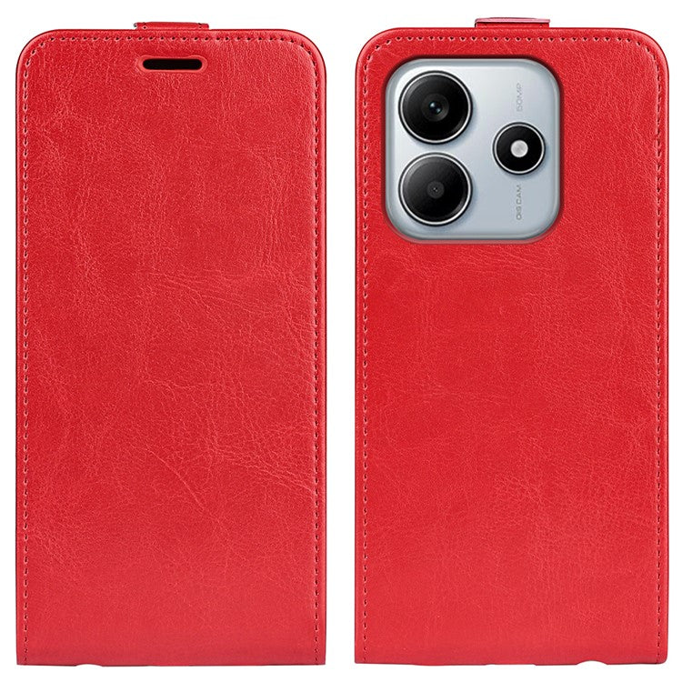 For Xiaomi Redmi Note 14 5G Case with Card Slots Vertical Flip Leather Phone Cover - Red