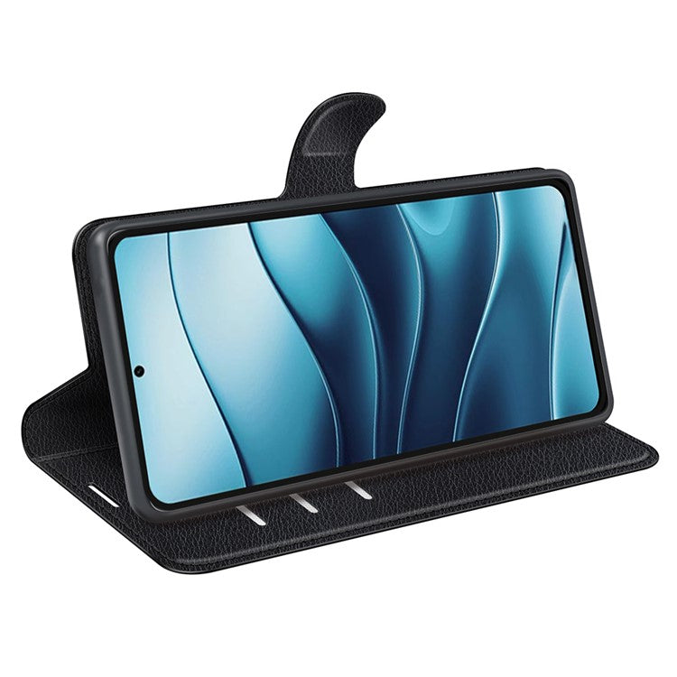 For Xiaomi Redmi Note 14 5G Case Litchi Texture Shockproof Leather Wallet Phone Cover - Black