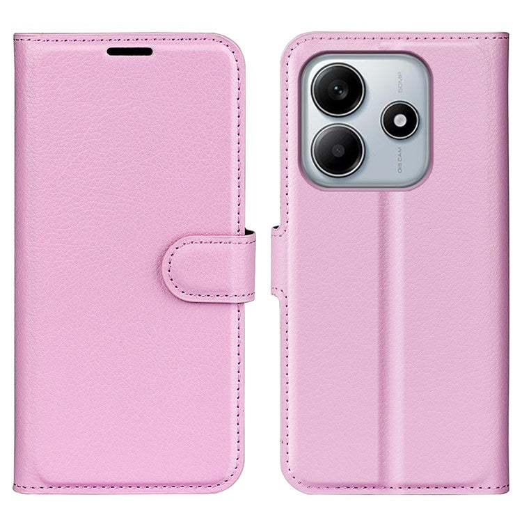 For Xiaomi Redmi Note 14 5G Case Litchi Texture Shockproof Leather Wallet Phone Cover - Pink