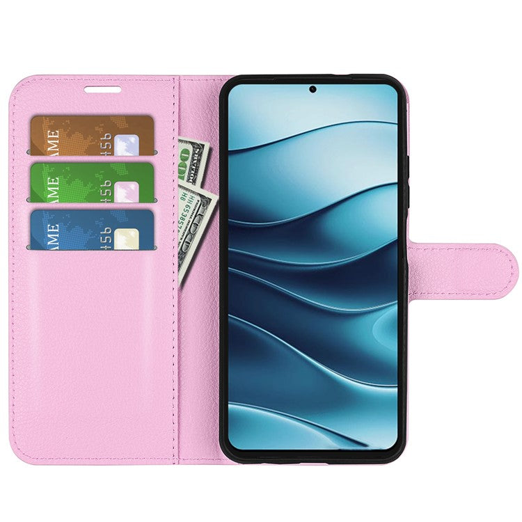 For Xiaomi Redmi Note 14 5G Case Litchi Texture Shockproof Leather Wallet Phone Cover - Pink