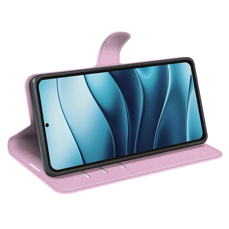 For Xiaomi Redmi Note 14 5G Case Litchi Texture Shockproof Leather Wallet Phone Cover - Pink