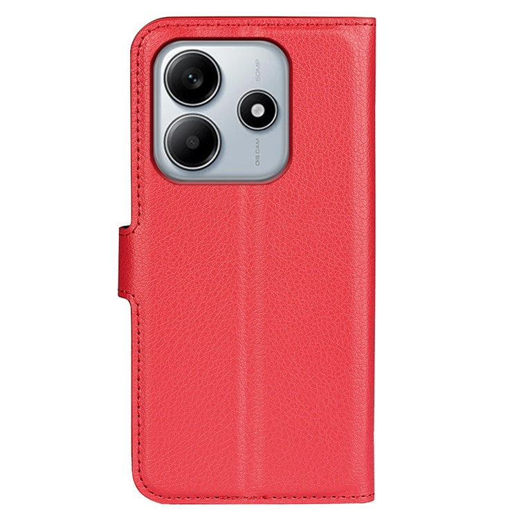 For Xiaomi Redmi Note 14 5G Case Litchi Texture Shockproof Leather Wallet Phone Cover - Red