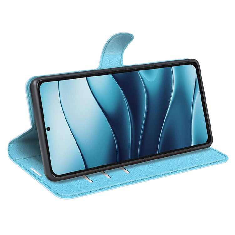 For Xiaomi Redmi Note 14 5G Case Litchi Texture Shockproof Leather Wallet Phone Cover - Blue