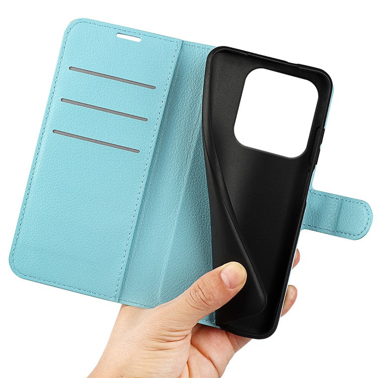 For Xiaomi Redmi Note 14 5G Case Litchi Texture Shockproof Leather Wallet Phone Cover - Blue