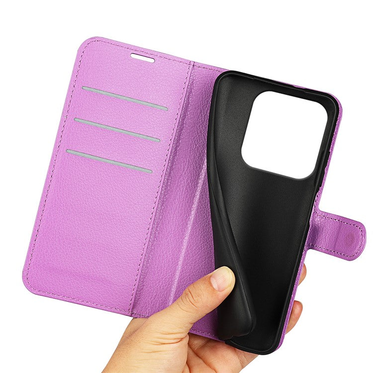 For Xiaomi Redmi Note 14 5G Case Litchi Texture Shockproof Leather Wallet Phone Cover - Purple