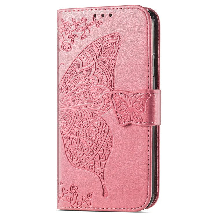 For Motorola Edge 50 Neo 5G / Moto S50 5G / Thinkphone 25 5G Case PU Leather Wallet Phone Cover Butterfly Pattern - Pink
