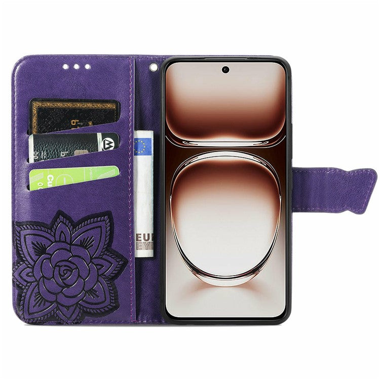 For Motorola Edge 50 Neo 5G / Moto S50 5G / Thinkphone 25 5G Case PU Leather Wallet Phone Cover Butterfly Pattern - Dark Purple