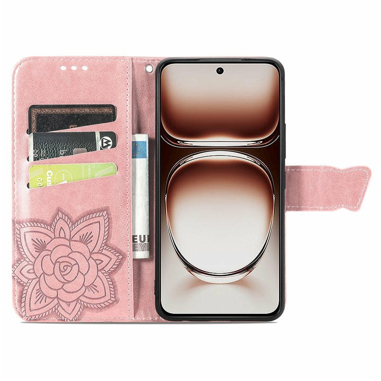 For Motorola Edge 50 Neo 5G / Moto S50 5G / Thinkphone 25 5G Case PU Leather Wallet Phone Cover Butterfly Pattern - Rose Gold