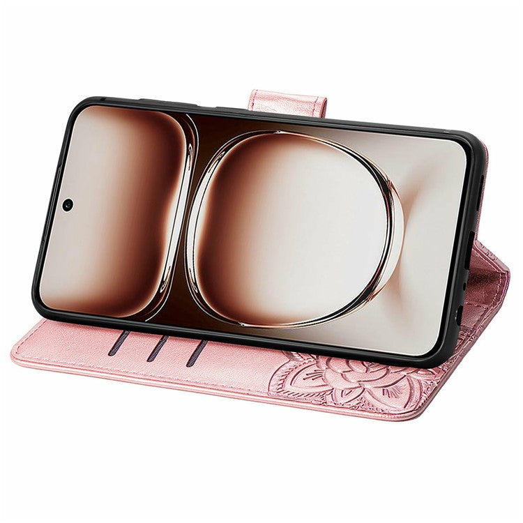 For Motorola Edge 50 Neo 5G / Moto S50 5G / Thinkphone 25 5G Case PU Leather Wallet Phone Cover Butterfly Pattern - Rose Gold