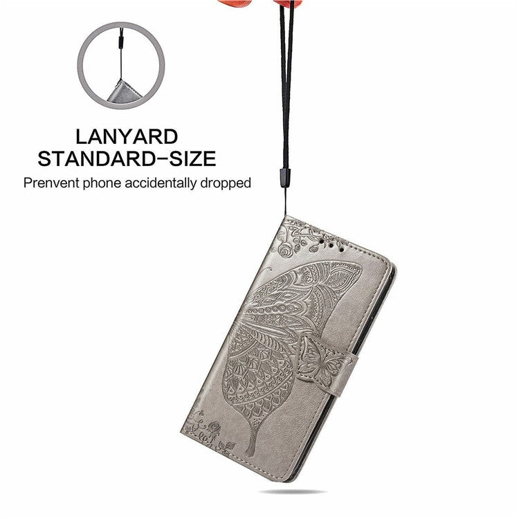 For Motorola Edge 50 Neo 5G / Moto S50 5G / Thinkphone 25 5G Case PU Leather Wallet Phone Cover Butterfly Pattern - Grey