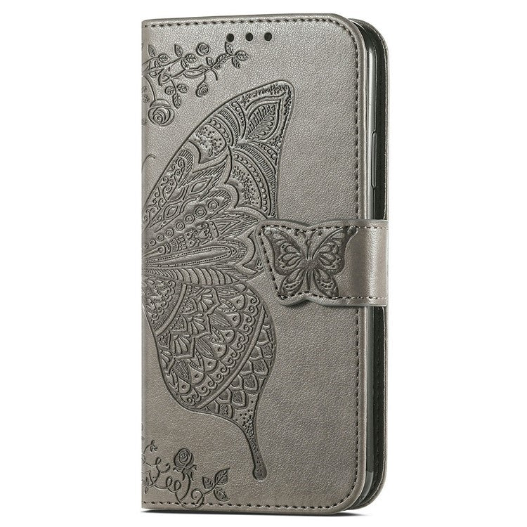 For Motorola Edge 50 Neo 5G / Moto S50 5G / Thinkphone 25 5G Case PU Leather Wallet Phone Cover Butterfly Pattern - Grey