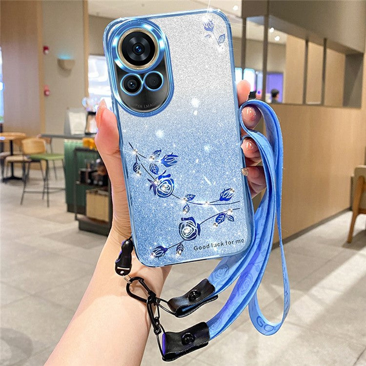 KADEM For Huawei nova 13 Case Flower Pattern TPU Gradient Phone Cover with Lanyards - Blue