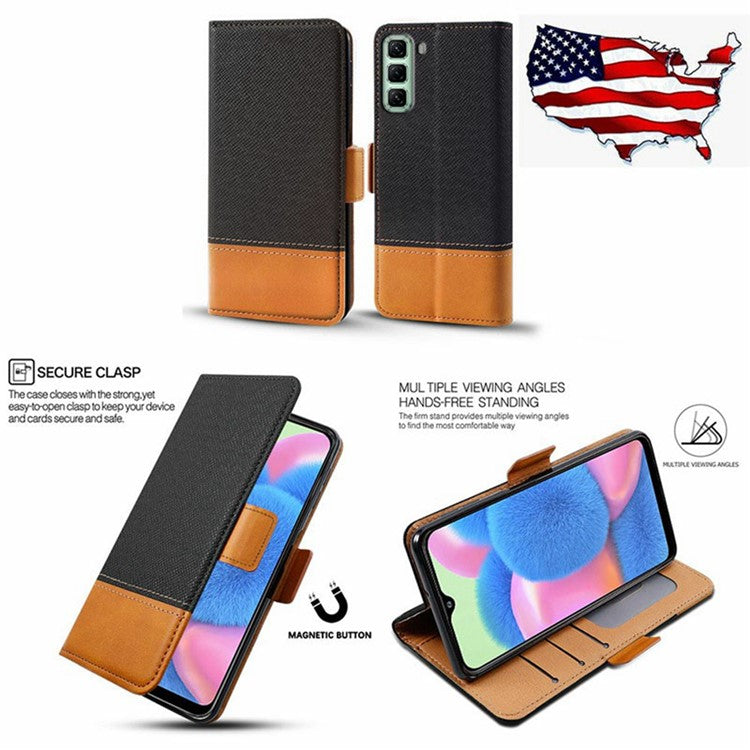 For Infinix Hot 50 4G Case Color Splicing PU Leather Wallet Phone Cover - Blue