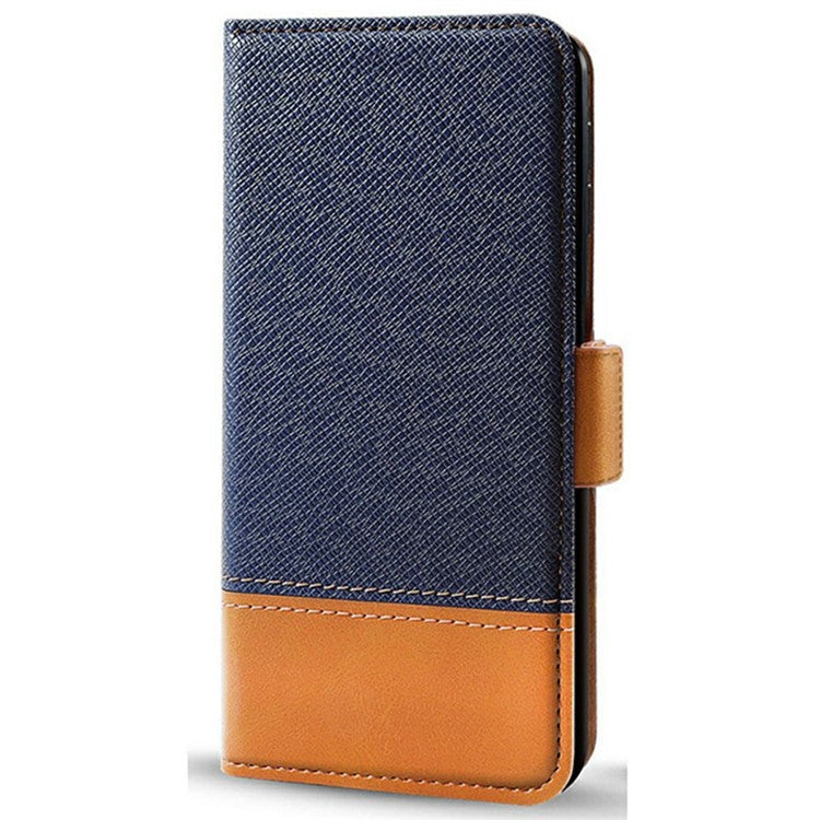 For Infinix Hot 50 4G Case Color Splicing PU Leather Wallet Phone Cover - Blue