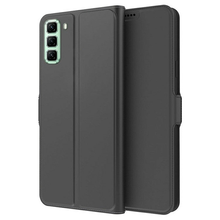 For Infinix Hot 50 4G Case Shockproof TPU Inner Shell Leather Phone Cover Card Slot - Black