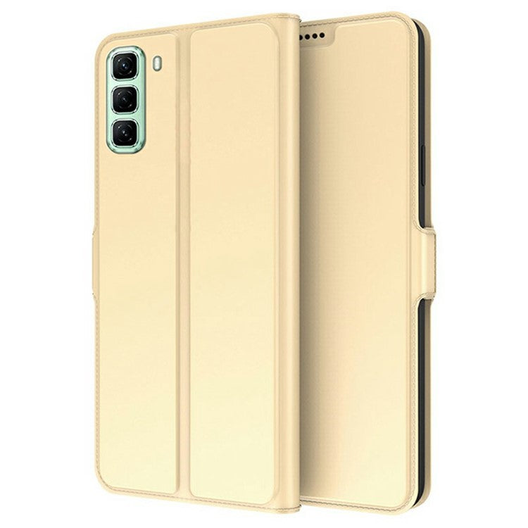 For Infinix Hot 50 4G Case Shockproof TPU Inner Shell Leather Phone Cover Card Slot - Gold