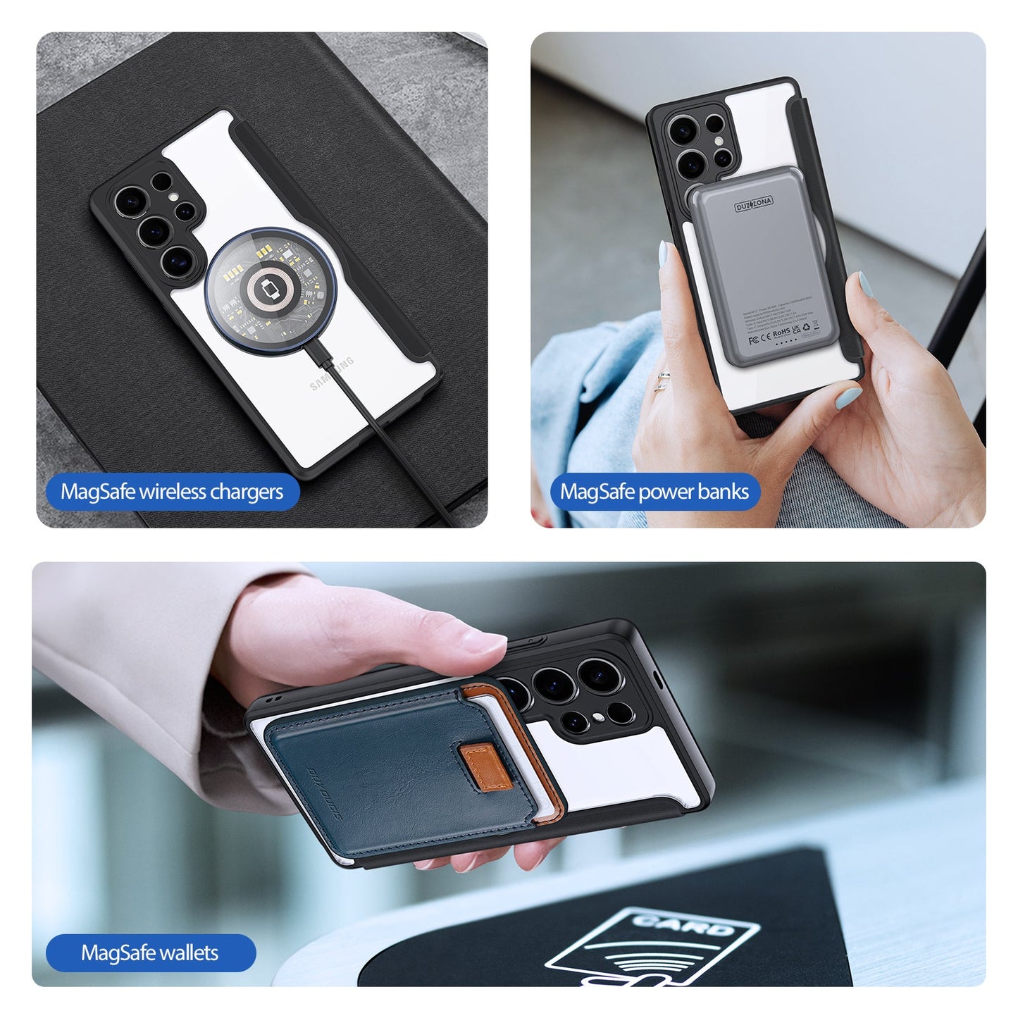 For Samsung Galaxy S25 Ultra Case DUX DUCIS Skin X Pro Series Magnetic Case Card Slot PU Leather Flip Phone Cover - Black