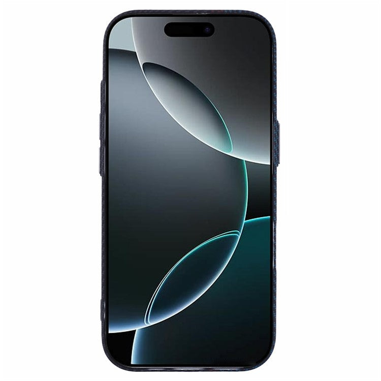 For iPhone 16 Pro Case Compatible with MagSafe Carbon Fiber Texture Water-Transfer PC Phone Cover - Blue+Red+Black