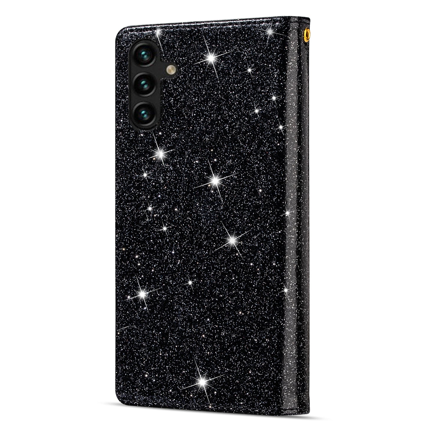 For Samsung Galaxy A16 5G / 4G Case Starry Sky Carving Leather Wallet Phone Cover - Black