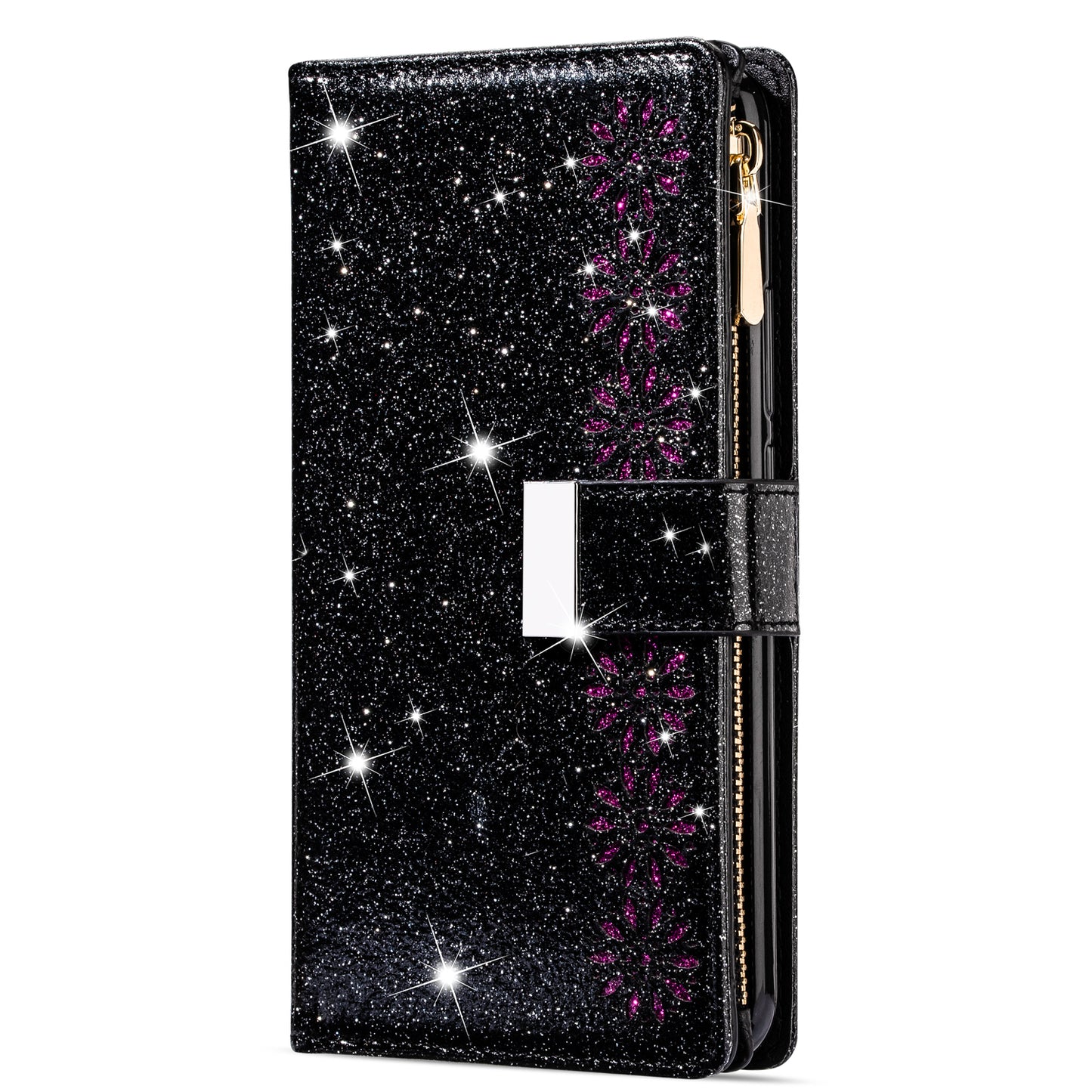 For Samsung Galaxy A16 5G / 4G Case Starry Sky Carving Leather Wallet Phone Cover - Black