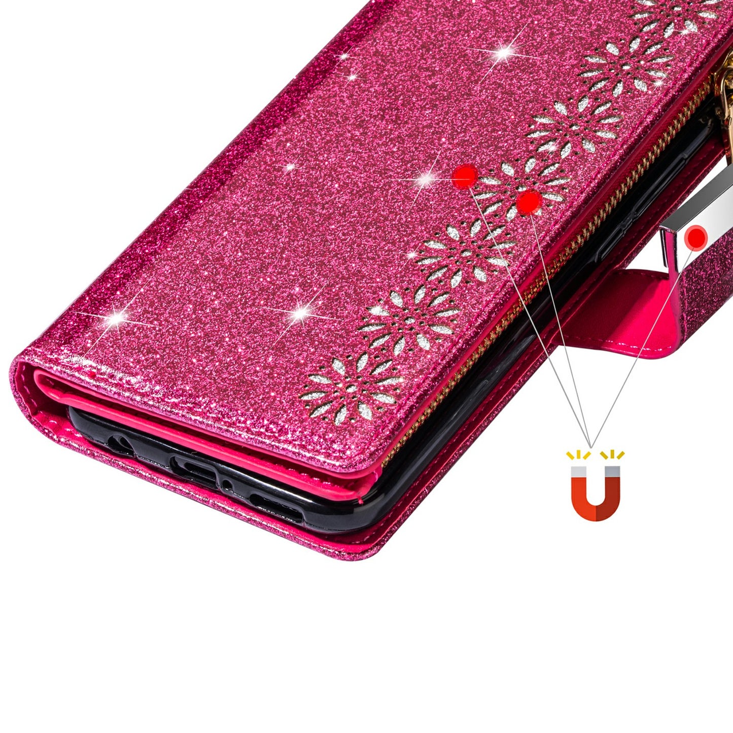 For Samsung Galaxy A16 5G / 4G Case Starry Sky Carving Leather Wallet Phone Cover - Rose