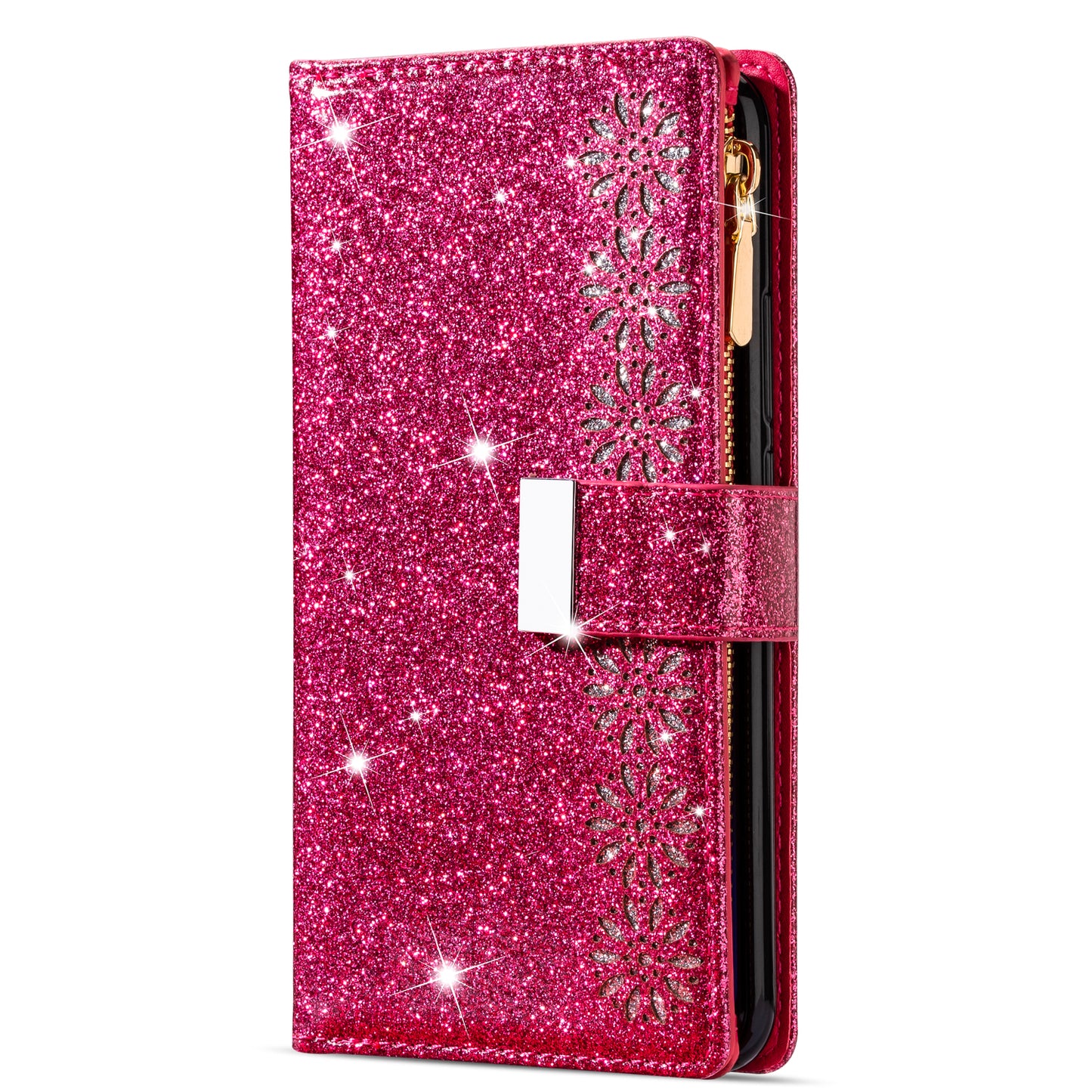 For Samsung Galaxy A16 5G / 4G Case Starry Sky Carving Leather Wallet Phone Cover - Rose
