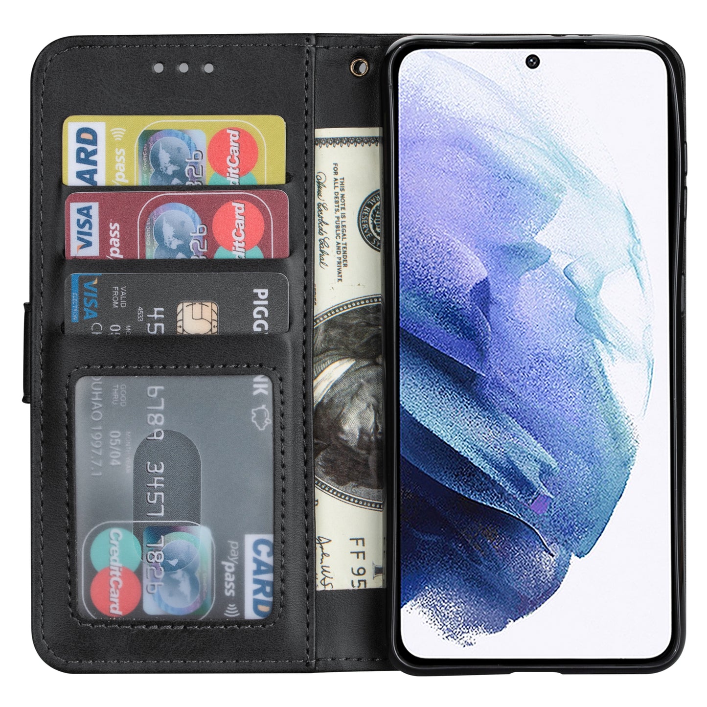 For Samsung Galaxy A16 4G / 5G Case Anti-Scratch Zipper Wallet Leather Phone Cover - Black
