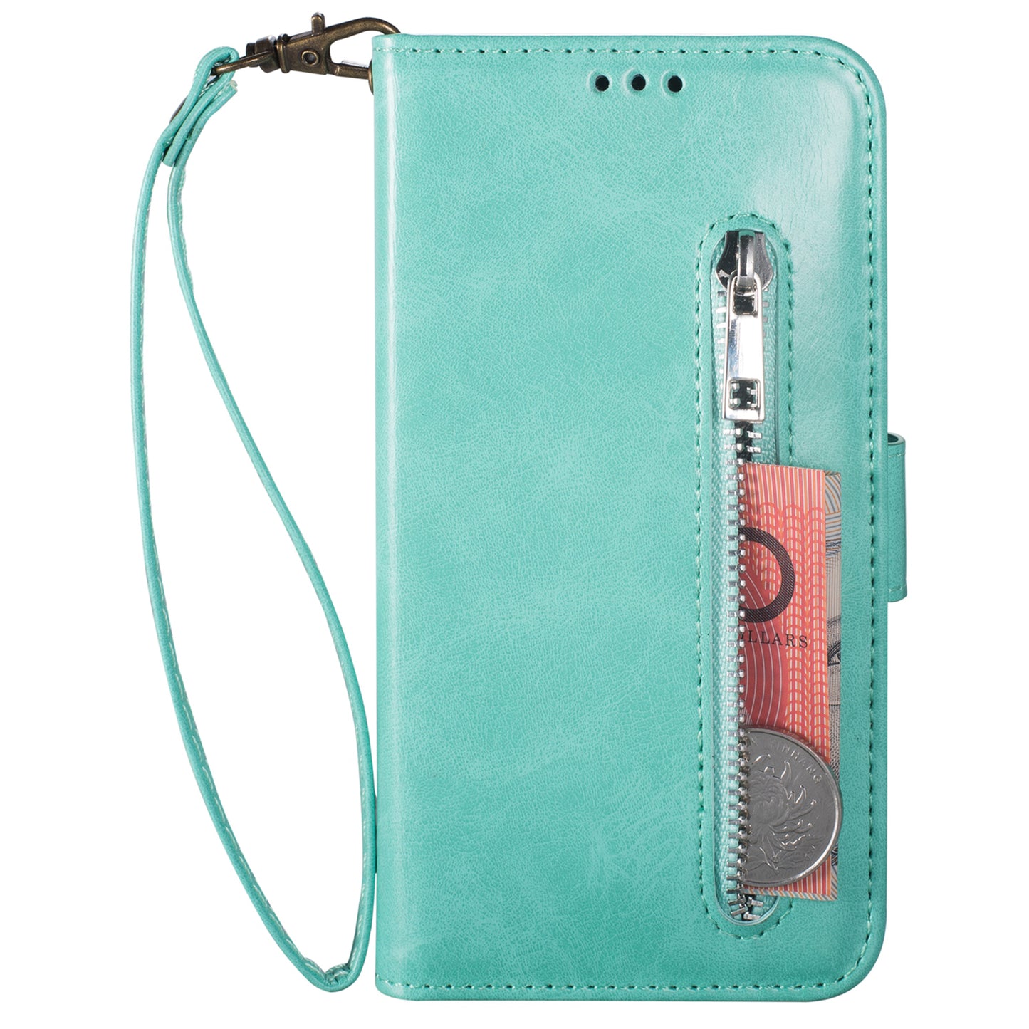 For Samsung Galaxy A16 4G / 5G Case Anti-Scratch Zipper Wallet Leather Phone Cover - Green
