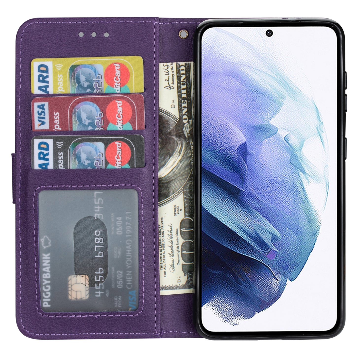 For Samsung Galaxy A16 4G / 5G Case Anti-Scratch Zipper Wallet Leather Phone Cover - Purple